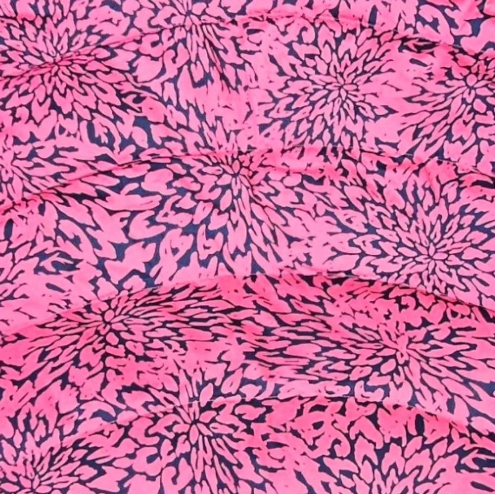 Lands' End - Pink & Navy Floral Abstract Print Puffer Jacket